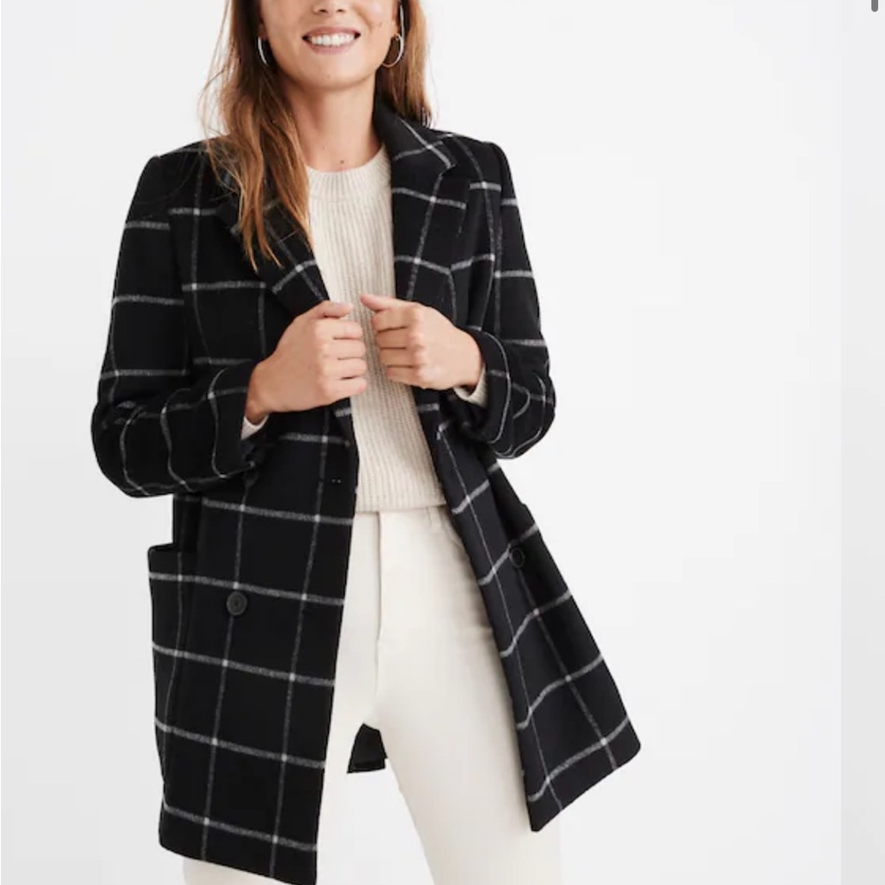 Madewell Hollis Double-Breasted Coat in Windowpane - Picture 7 of 8